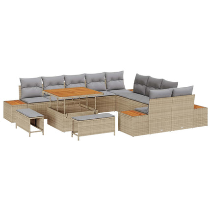 Trädgårdsoffset med kudde 13 pcs Beige och Ljusgrå