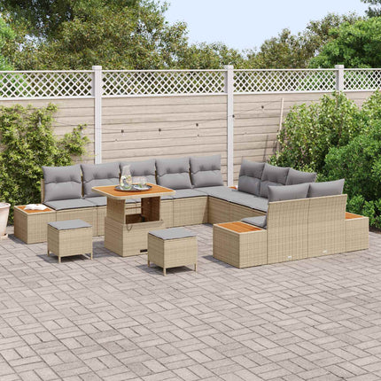 Trädgårdsoffset med kudde 13 pcs Beige och Ljusgrå