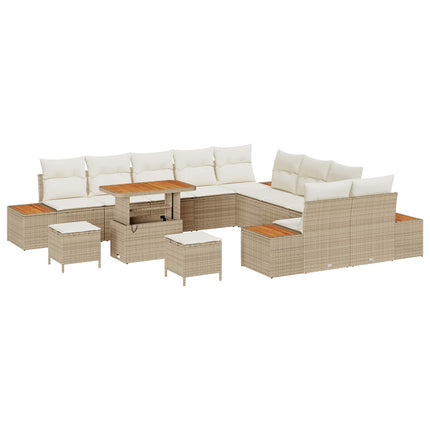 Trädgårdsoffset med kudde 13 pcs Beige och gräddfärgad
