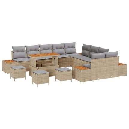 Trädgårdsoffset med kudde 14 pcs Beige och Ljusgrå