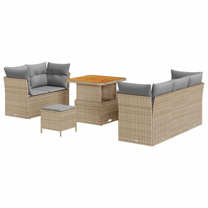 Trädgårdsoffset med kudde med lagring 8 pcs beige och ljusgrå