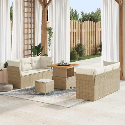 Trädgårdsoffset 9 pcs Beige och gräddfärgad konstrotting