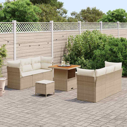 Trädgårdsoffset 9 pcs Beige och gräddfärgad konstrotting