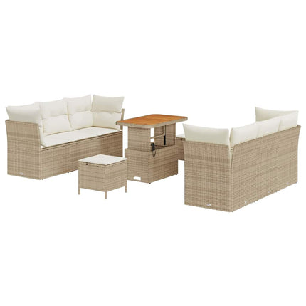 Trädgårdsoffset 9 pcs Beige och gräddfärgad konstrotting