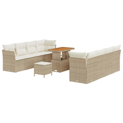 Trädgårdsoffset 11 pcs Beige och gräddfärgad konstrotting