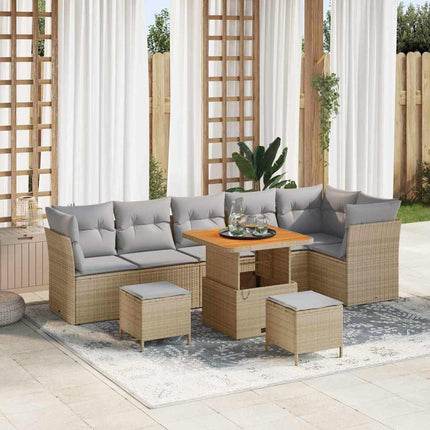 Trädgårdsoffset 9 st 6-Antal sittplatser Beige och Ljusgrå