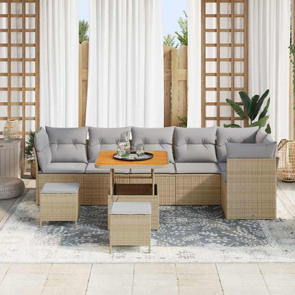 Trädgårdsoffset 9 st 6-Antal sittplatser Beige och Ljusgrå