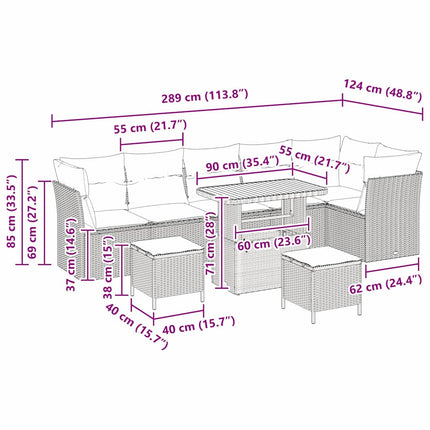 Trädgårdsoffset 9 st 6-Antal sittplatser beige och gräddvit