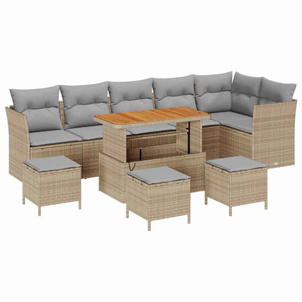 Trädgårdsoffset med kudde med lagring 10 pcs beige och ljusgrå