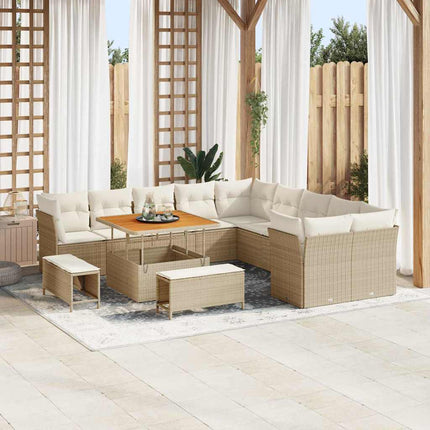 Trädgårdsoffset 13 pcs Beige och gräddfärgad konstrotting