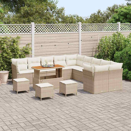 Trädgårdsoffset 14 pcs Beige och gräddfärgad konstrotting