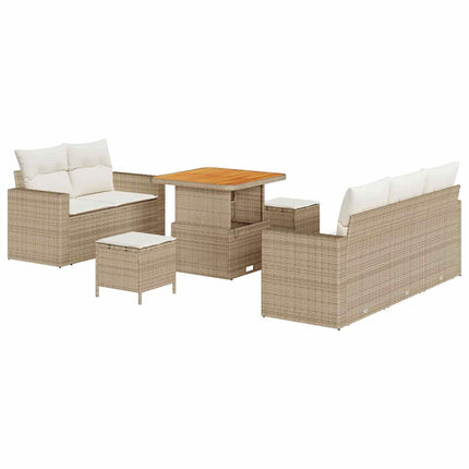 Trädgårdsoffset 8 pcs Beige och gräddfärgad konstrotting