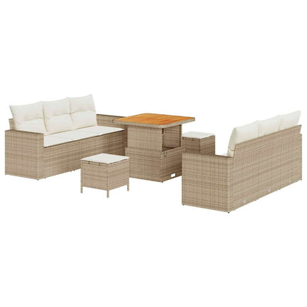 Trädgårdsoffset med kudde med lagring 9 pcs beige och gräddvit