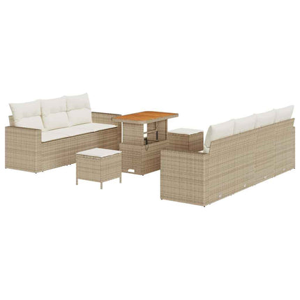 Trädgårdsoffset med kudde med lagring 10 pcs beige och gräddvit
