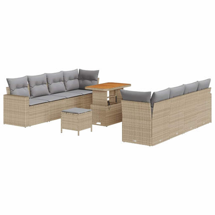 Trädgårdsoffset med kudde 12 pcs Beige och Ljusgrå konstrotting
