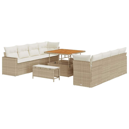 Trädgårdsoffset 12 pcs Beige och gräddfärgad konstrotting