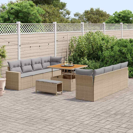 Trädgårdsoffset med kudde 12 pcs Beige och Ljusgrå konstrotting