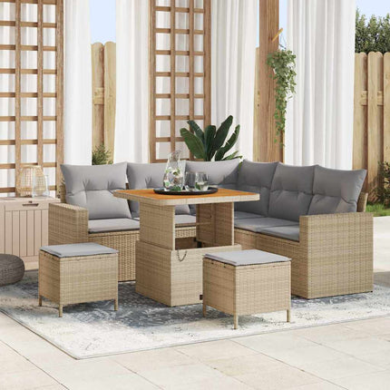 Trädgårdsoffset 9 st 6-Antal sittplatser Beige och Ljusgrå