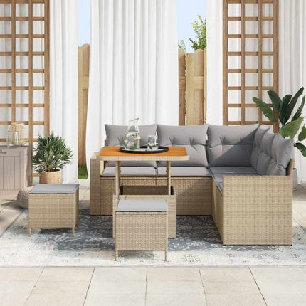Trädgårdsoffset 9 st 6-Antal sittplatser Beige och Ljusgrå