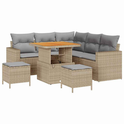 Trädgårdsoffset 9 st 6-Antal sittplatser Beige och Ljusgrå