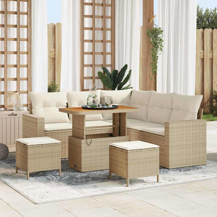 Trädgårdsoffset 9 pcs Beige och gräddfärgad konstrotting
