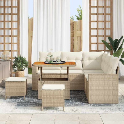 Trädgårdsoffset 9 pcs Beige och gräddfärgad konstrotting