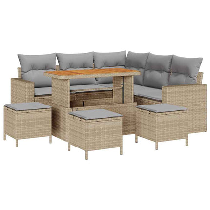 Trädgårdsoffset med kudde 10 pcs Beige och Ljusgrå konstrotting