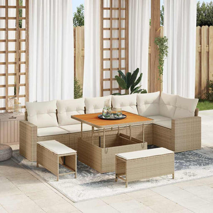 Trädgårdsoffset 11 pcs Beige och gräddfärgad konstrotting