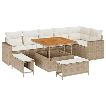 Trädgårdsoffset 11 pcs Beige och gräddfärgad konstrotting