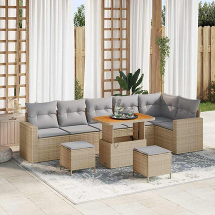 Trädgårdsoffset med kudde 11 pcs Beige och Ljusgrå konstrotting