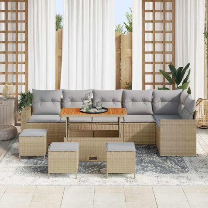 Trädgårdsoffset med kudde 12 pcs Beige och Ljusgrå konstrotting