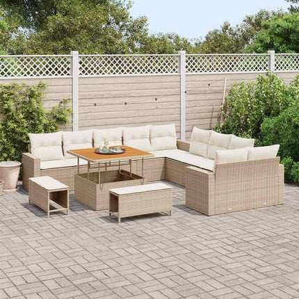 Trädgårdsoffset 17 pcs Beige och gräddfärgad konstrotting