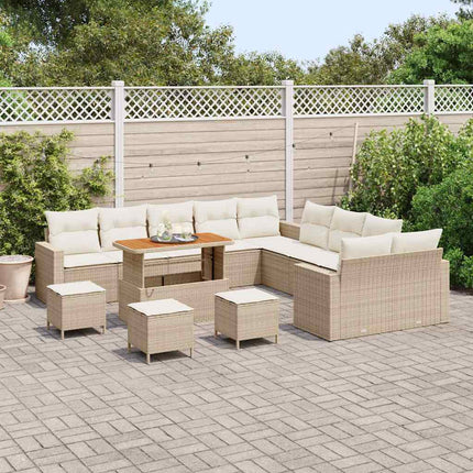 Trädgårdsoffset 18 pcs Beige och gräddfärgad konstrotting