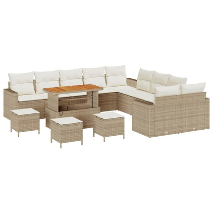 Trädgårdsoffset 18 pcs Beige och gräddfärgad konstrotting