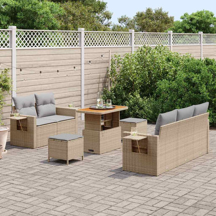 Trädgårdsoffset med kudde 10 pcs Beige och Ljusgrå konstrotting
