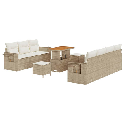 Trädgårdsoffset med kudde med lagring 10 pcs beige och gräddvit