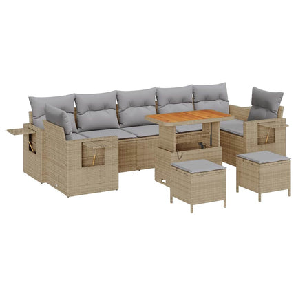 Trädgårdsoffset 10 st 9-Antal sittplatser Beige och Ljusgrå