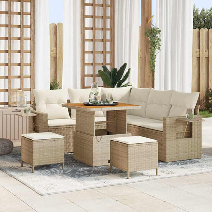 Trädgårdsoffset 9 pcs Beige och gräddfärgad konstrotting