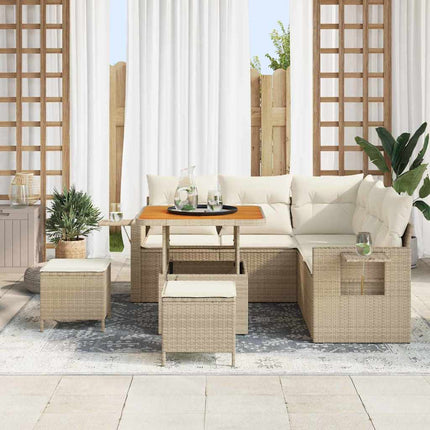 Trädgårdsoffset 9 pcs Beige och gräddfärgad konstrotting