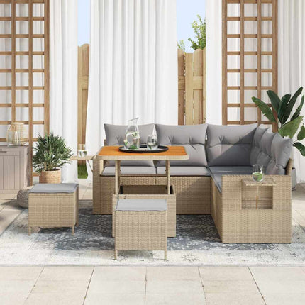 Trädgårdsoffset 9 st 6-Antal sittplatser Beige och Ljusgrå