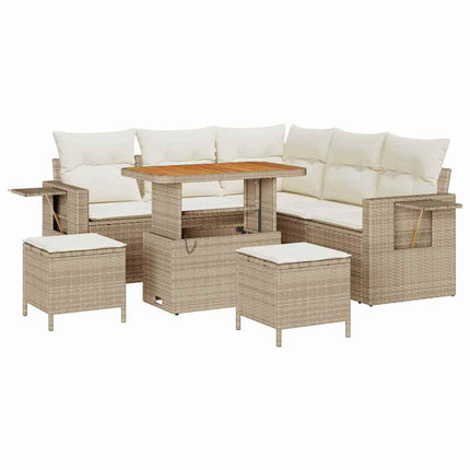 Trädgårdsoffset 9 pcs Beige och gräddfärgad konstrotting