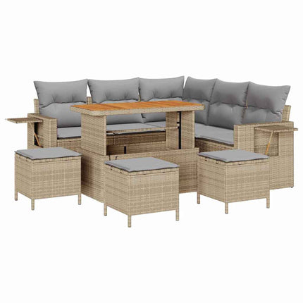 Trädgårdsoffset med kudde 10 pcs Beige och Ljusgrå konstrotting