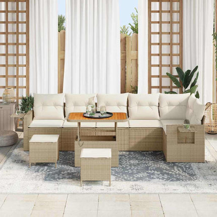 Trädgårdsoffset 11 pcs Beige och gräddfärgad konstrotting