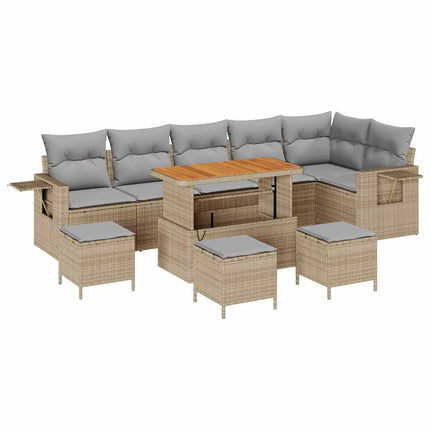 Trädgårdsoffset med kudde 12 pcs Beige och Ljusgrå konstrotting