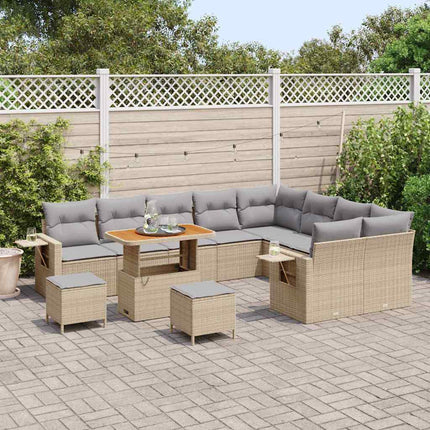 Trädgårdsoffset med kudde 12 pcs Beige och Ljusgrå konstrotting
