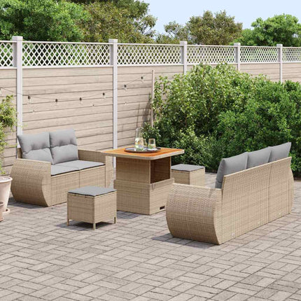 Trädgårdsoffset med kudde 8 pcs Beige och Ljusgrå konstrotting