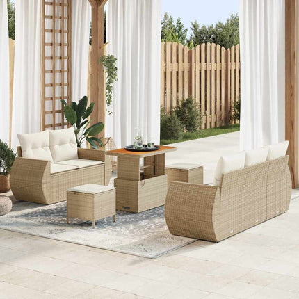 Trädgårdsoffset 8 pcs Beige och gräddfärgad konstrotting