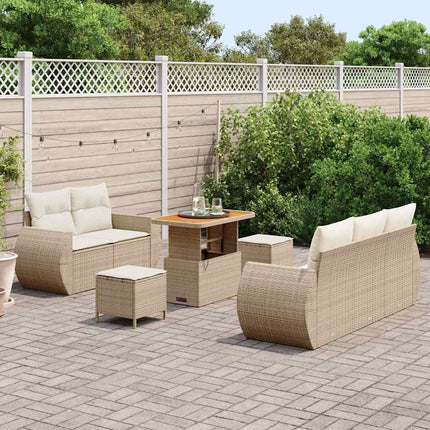 Trädgårdsoffset 8 pcs Beige och gräddfärgad konstrotting