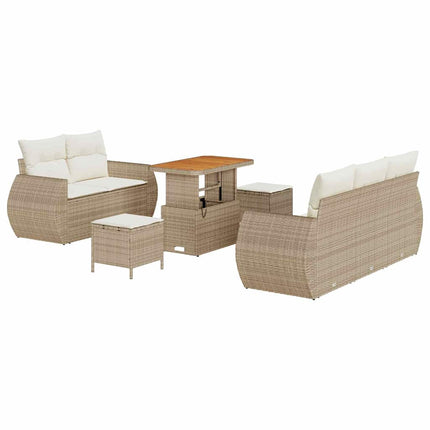 Trädgårdsoffset 8 pcs Beige och gräddfärgad konstrotting