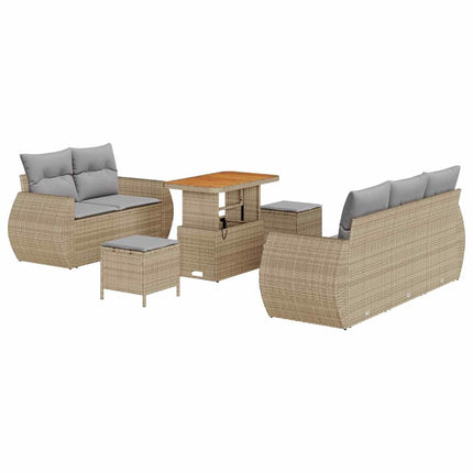Trädgårdsoffset med kudde 8 pcs Beige och Ljusgrå konstrotting